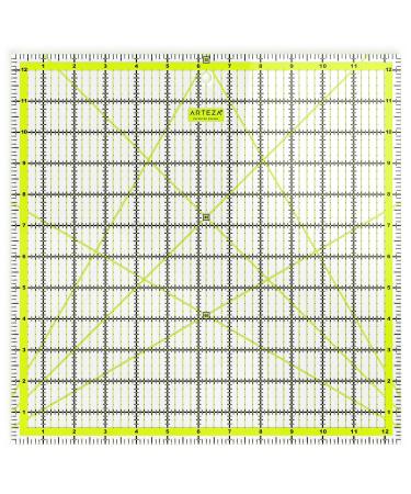 Arteza Quilting Ruler, Laser Cut Acrylic Quilters' Ruler with Patented  Double Colored Grid Lines for Easy Precision Cutting, 12.5 Wide x 12.5  Long for Quilting, Sewing & Crafts, Black & Lime Green