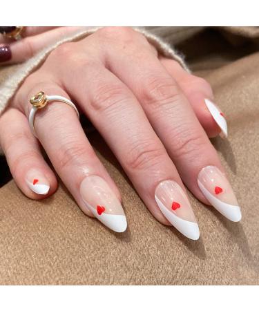 NOVO OVO Short Square Ombre Nude Gradient White Pink French Tip Fake False  Stick On Nails MILK HAT Acrylic Press on Nail Kit with Glue for Valentine's  Mother's Day Christmas Spring 