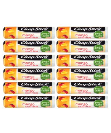 ChapStick Tropical Paradise (Mango Sunrise Flavor  0.15 Ounce) Lip Balm Tube  Skin Protectant  Lip Care  (1 Tray  12 Sticks)