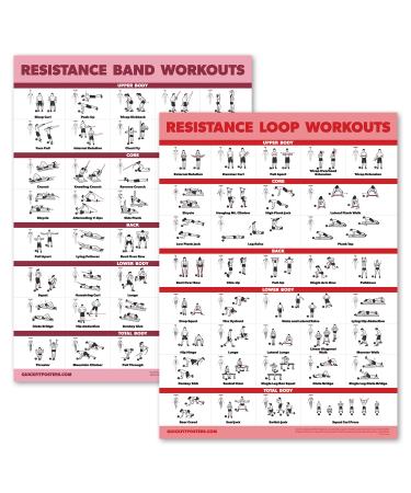 4 Pack - Pilates Workout Volume 1 & 2 + Yoga Poses Volume 1 & 2 - Exercise  Poster Set 18 x 24 LAMINATED