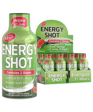 Grade A Quality Energy Drink Shot, Watermelon Flavor, Up to 7+ Hours of Energy, 1.93 Fl Oz, 12 Count