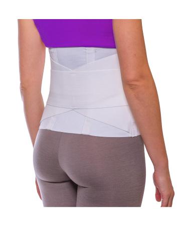BraceAbility Women's Back Brace for Female Lower Back Pain - Lightweight Soft White Elastic Lumbar Compression Support Belt is Discreet Under Clothes for Ladies, Nurses, Walking (L) Large (Pack of 1)