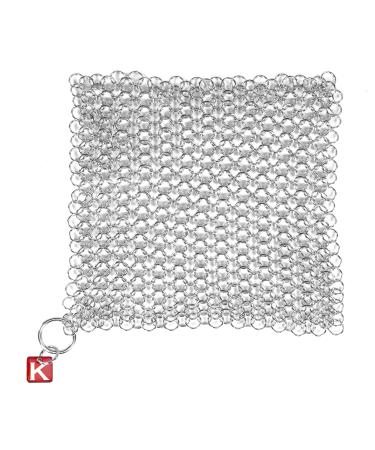 Knapp Made Small Ring Chainmail Scrubber - for Cast Iron, Premium Stainless Steel and Hard Anodized Cookware