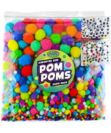 400 Pieces - Pom Poms Balls for Craft Supplies - 350 Assorted Colored Fuzzy  Pompoms with 50 Googly Eyes - 1 inch Size