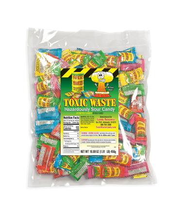TOXIC WASTE  1 Pound Bag Assortment of Toxic Waste Sour Candy - 5 Flavors: Apple Watermelon Lemon Blue Raspberry and Black Cherry