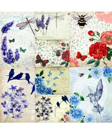 Vintage Flower Theme Mulberry Rice Paper, 8 x 10.5 inch - 6 x Different  Printed Mulberry Paper Images 30gsm Visible Fibres for Decoupage Crafts  Mixed Media Collage Art