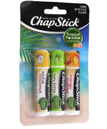 Chapstick Tropical Paradise Collection Lip Care Size .15 Ounce 3 Sticks Coconut Key Lime 0.15 Ounce (Pack of 3)