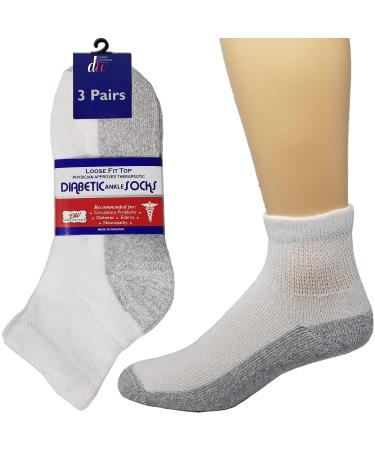 Debra Weitzner Loose Non-Binding Fit Sock - Non-Slip Diabetic Socks for Men  and Women - Crew Ankle 3Pk (Crew Grey with Grips Sock Size 13-15/ Fits  Men's Shoe Size 9-13.5) Crew Grey