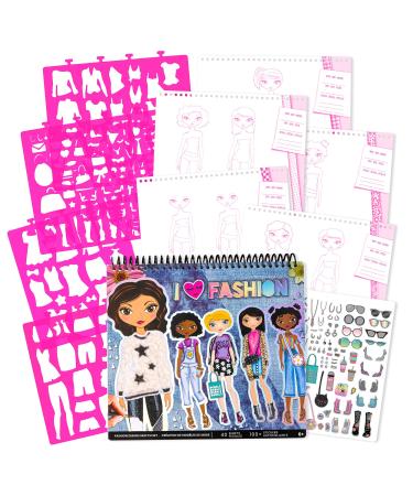 Fashion Angels I Love Fashion Sketch Portfolio - Fashion Design Sketch Book for Beginners, Sketch Pad with Stencils and Stickers For Kids 6 and Up