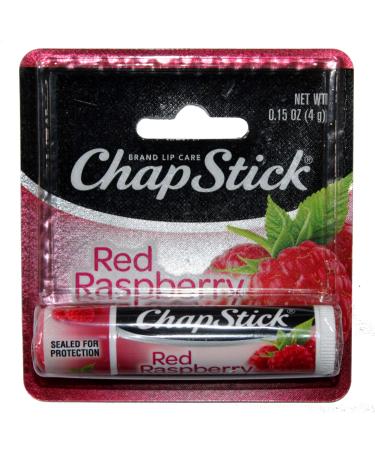 Chapstick (1) Stick Red Raspberry Flavored Lip Balm Lip Care Carded 0.15 oz