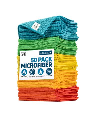 S&T INC. Microfiber Cleaning Cloth, Lint-Free Shop Towels Reusable, Bulk  Rags in a Box for Home, Kitchen and Car, 11.5 Inch x 11.5 Inch, White, 50  Pack with Box White With Box