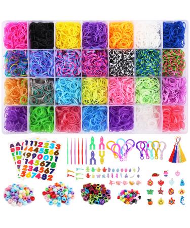 11,900+ Rubber Band Bracelet Refill Kit - 11,000 Premium Loom Bands in 28  Bright Colors, 600 S-Clips, 200 Beads, 30 Charms, 52 ABC Beads - Loom  Bracelet Making Kit in a Huge Giftable Case