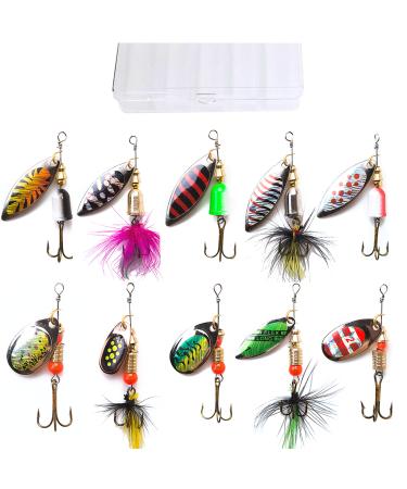 kingforest 5-10-20pcs Fishing Lures Spinnerbait for Bass Trout Salmon  Walleye Hard Metal Spinner Baits