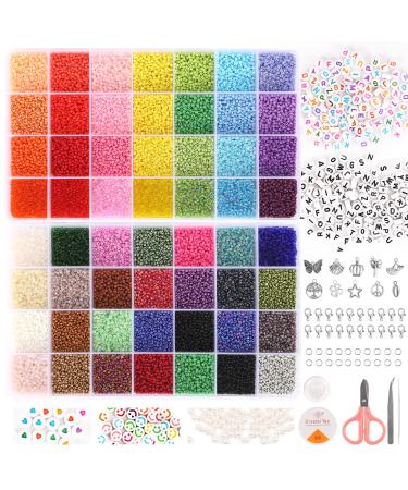 QUEFE 14400pcs 72 Colors 3mm Glass Seed Beads for Bracelet Making