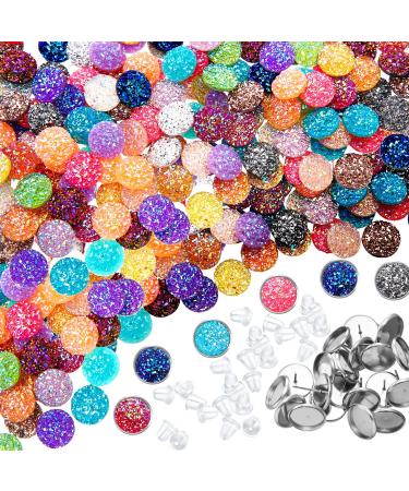 2880 Pieces AB Clear Crystal Diamond Rhinestones Flat Back Round  Rhinestones Iridescent Crystals Round Beads Flat Back Glass (Crystal AB  SS16) White SS16