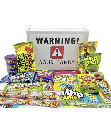 Super Sour Candy Variety Pack Gift Basket Box Care Package for Birthdays, Thank You, Thinking of You with Sour Straws, Belts, for Kids, Adults, Men, Women, Teens and Children  Jr
