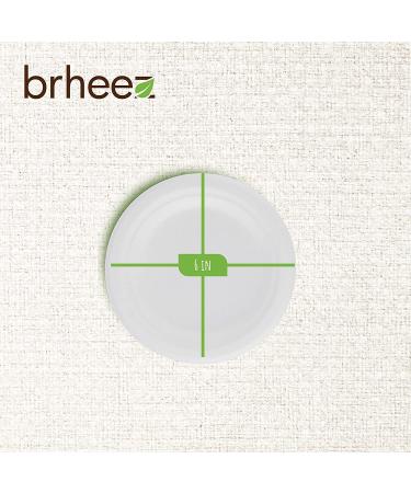 brheez 6 in. Disposable Plates Paper Plates Alternative Compostable Plates  Heavy Duty [Pack of 60] Eco-Friendly 100% Natural Sugarcane Bagasse Fiber