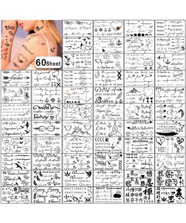 Yazhiji 36 Sheets Temporary Tattoos Stickers, 12 Sheets Fake Body Arm Chest  Shoulder Tattoos for Men or Women with 24 Sheets Tiny Black