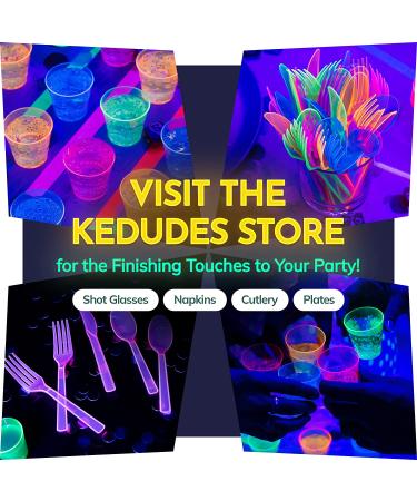 Glow Neon Party Supplies - Serves 32, Hard Plastic Disposable Neon