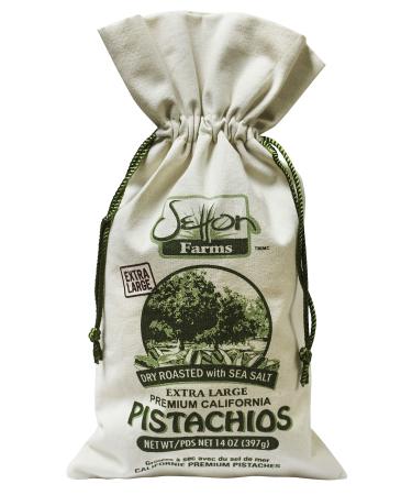 Setton Farms Pistachios, Dry Roasted and Salted Pistachios, Extra Large Premium California Pistachios, In Shell Pistachios, 14oz Burlap Gift Bag, Holiday Gifts, Thanksgiving Gifts, Rustic Bag, Certified Non-GMO, Gluten Fre