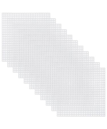 Pllieay 30 Pieces 6 Count Plastic Mesh Canvas Sheets for Embroidery Acrylic Yarn Crafting Knit and Crochet Projects (4.1 X 4.1 Inch) White