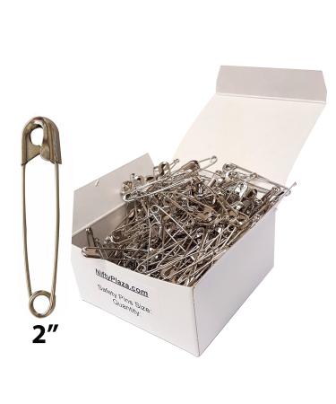  NiftyPlaza Extra Large 2 inch Safety Pins - Heavy Duty Large  Safety Pins, Silver Safety Pins, Safety Pin 2 inch, 2 inch Safety pins  Bulk, Diapers, Laundry, Hijab Rust Resistant (100 Safety Pins)