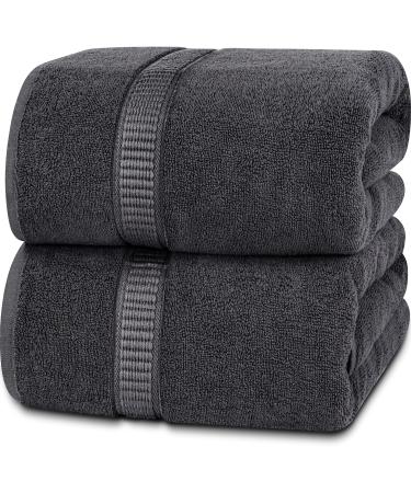 Utopia Towels Cotton Banded Bath Mats, Black, Not a Bathroom Rug, 21 x 34  Inches, 100% Ring Spun Cotton - Highly Absorbent and Machine Washable  Shower Bathroom Floor Mat (Pack of 2) 2 Pack Black