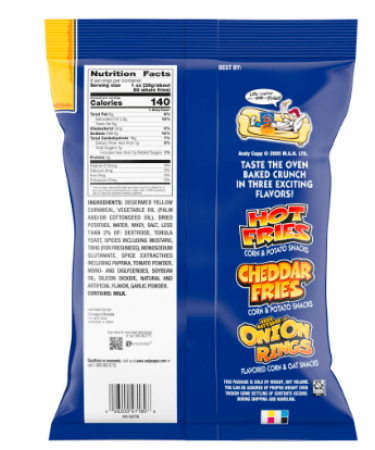 Andy Capp's Big Bag Hot Fries Pack 8 Ounce Size - 8 Per Case.