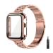 CSJCUBIC for Apple Watch Band Women 38mm 40mm 41mmm 42mm 44mm 45mm with Face Cover Metal Stainless Steel for iwatch Band Series 9 8 7 6 5 4 3 2 1 SE. 38mm Rose Gold