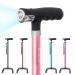 BeneCane Quad Cane Walking Cane with Two Led Lights with Big Base T Handle&Lightweight Adjustable Walking Stick Four Pronged Sturdy for Men and Women PINK