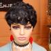 Enjeein Short Hair Wigs for Black Women Pixie Wigs Short Curly Hair Pixie Cut Wigs for Black Women Synthetic Layered Wig Color 1B