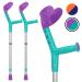 ORTONYX Kids Walking Forearm Crutches (1 Pair) Good for Children and Short Adults up to 220lb - Adjustable Arm Support- Lightweight Aluminum - Ergonomic Handle with Comfy Grip Youth Size, Height 21.5"-30.7" Turquoise/Purple