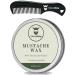 Mustache Wax and Comb Kit - Beard and Moustache Wax for Men with Strong Hold Natural Beeswax - Helps Tame, Style, and Condition Facial Hair by Striking Viking, Vanilla Vanilla 2 Ounce (Pack of 1)