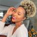 THEMIS HAIR Afro Puff Drawstring Ponytail Hair Pieces with Clip on Natural Hair Bun Blonde Short Curly Ponytail Hair Extensions for Black Women (color 613#)