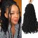 14 Inch 8 Packs Short Soft New Faux Locs Crochet Hair Pre Looped Distressed Goddess Locs Braids Hair Natural Curly Wavy Bohemian Synthetic Hair Extensions for Kids Women (8 Packs 14 Inch 1B) 14 Inch (Pack of 8) Black