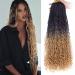 Unionbeauty 24 Inch 8 Packs Boho Box Braids Crochet Hair Curly Ends Goddess Box Braids Crochet Hair for Black Woman Bohemian Hippie Braids Pre-looped Ombre Synthetic Braiding Hair Extension 1B/27# 24 Inch (Pack of 8) 1B/27#