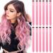 12 PCS Pink Hair Extensions Clip in, Colored Party Highlights Extension for  Kids Girls Synthetic Hairpiece
