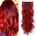 Dark Red Hair Extensions Clip in Long Curly Ombre Extension Hairpiece 24inch Full Head 8 Pieces 18 Clips 24 Inch Curly #Dark Red