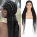 Lexqui 36" Full Lace Front Braided Wigs for Black Women Box Braids Wig with Baby Hair Synthetic Lace Frontal Black Cornrow Braided Wigs 1B
