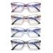 JAWSOCK 4 Pack Reading Glasses Blue Light Blocking for Women Men,Fashion Square Computer Readers with Spring Hinge,Anti Eyestrain Eyeglasses(3.5x) 4 Pack Mix Color 3.5 x