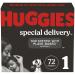 Hypoallergenic Baby Diapers Size 1 (8-14 lbs), Huggies Special Delivery, Fragrance Free, Safe for Sensitive Skin, 72 Ct Size 1 NEW