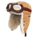 Peicees Trapper Aviator Hat and Goggles Costume Accessories Bomber Trooper Ushanka Hat Cap with Fur Ear Flap Camel Hat+cooper Frame/Clear Lens