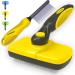 BORUHOLI Self-Cleaning Slicker Dog/Cat Brush and Comb Kit,Cat/Dog Brush and Comb for Shedding and Grooming Long/Short Hair and Large/Small Dogs, Cats, Rabbits, Pets - Deshedding Tools. (Yellow)