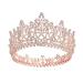 SH Full Round Queen Crown for Women  Rhinestone Princess Tiaras and Crowns Rose Gold Birthday Tiara Headband Halloween Party Hair Accessories Cake Topper