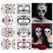 Temporary Face Tattoo  8 Kits Tattoos Sugar Skull Stickers Day of The Dead Makeup  Face Tattoo Rose Design for Halloween  Masquerade and Parties Face stickers