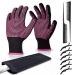 Heat Resistant Gloves for Hair Styling, ARRITZ Professional Curling Wand Gloves with Silicone Bumps Heat Proof Mat Pouch 6pcs Hiar Clips and 2pcs Combs for Flat Curling Iron Pink