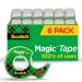 Scotch Magic Tape  6 Rolls with Dispensers  Numerous Applications  Invisible  Engineered for Repairing  3/4 x 650 Inches (6122)
