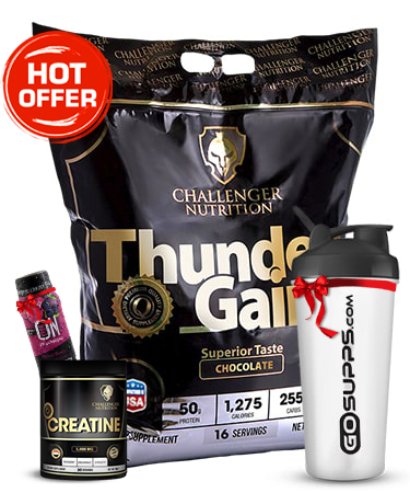 Challenger Nutrition Thunder Gain  + Creatine Monohydrate 30 SRV + Free ON Energy Shot & Gosupps Shaker