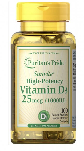 Puritans Pride Vitamin D3 1000 Iu 100 Softgels